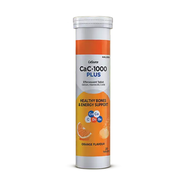 Cac-1000 Plus Effervescent Orange Flavor Tablets (1 Bottle = 20 Tablets)
